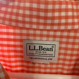 L.L. Bean Orange and White Plaid Shirt
